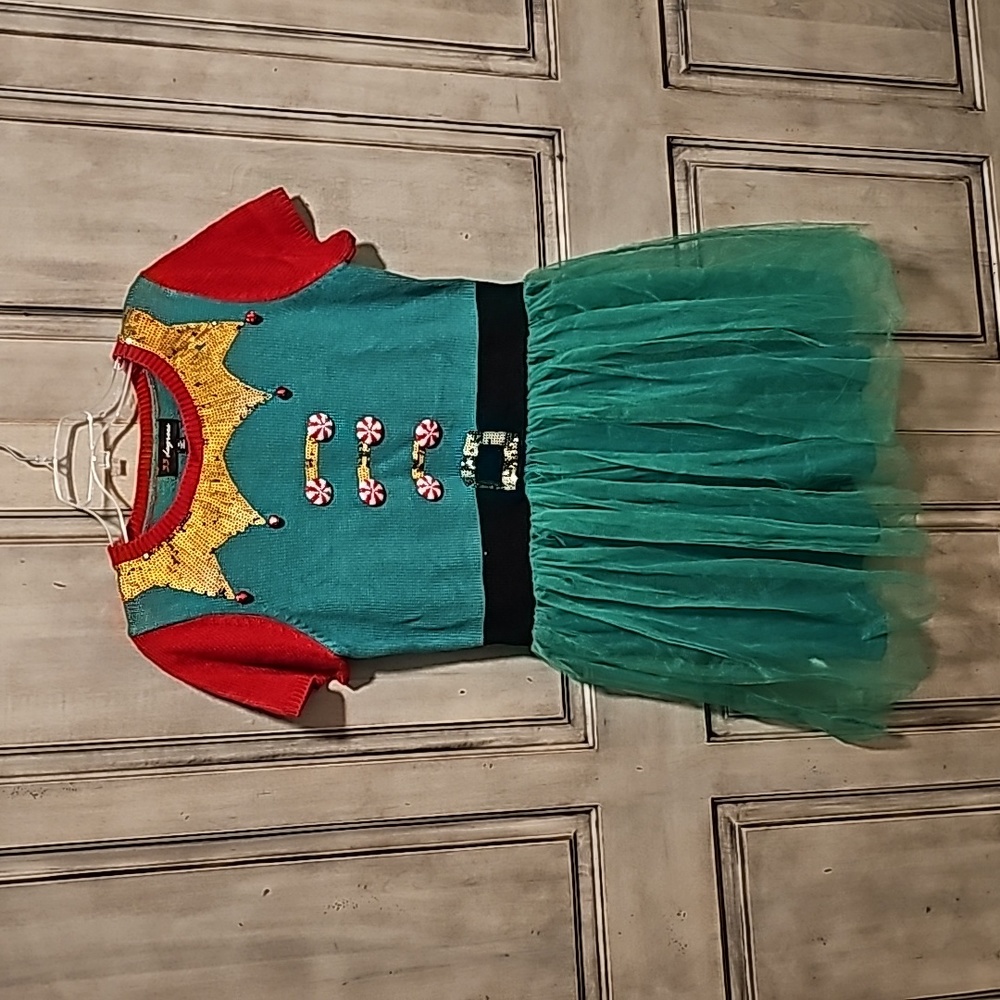 Santa Con - Santa's Elf costume dress with bells!! Size medium